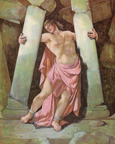 Samson Breaking the Pillars of the Temple by English School