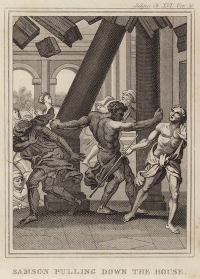 Samson Pulling Down the House by English School