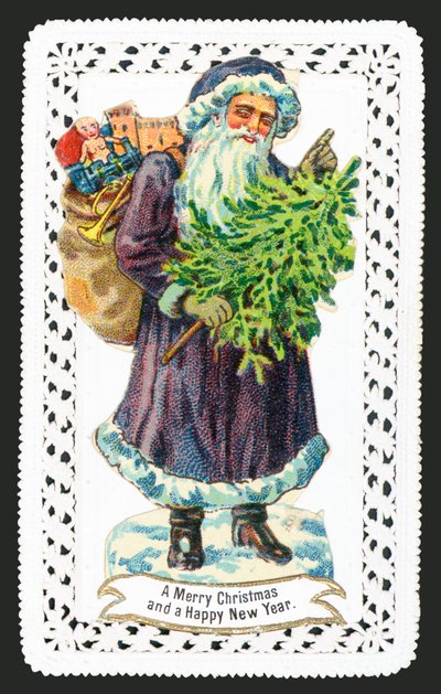 Santa Claus with Toy Sack and Tree by English School