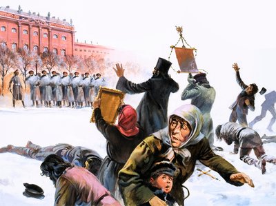 Scene from Russian Revolution of 1905 by English School