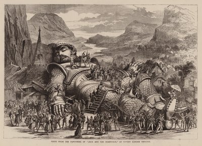 Scene from the Pantomime of "Jack and the Beanstalk," at Covent Garden Theatre by English School
