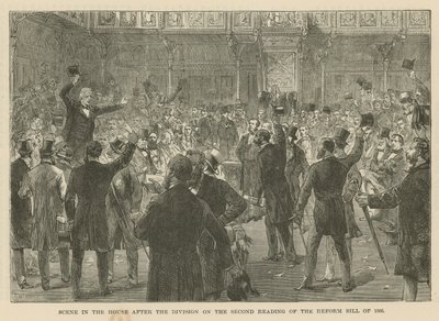 Scene in the House of Commons After the Division on the Second Reading of the Reform Bill of 1866 by English School