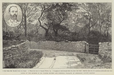 Scene of the Murder of Mr. Walter Bourke and Corporal Wallace, at Ardrahan, County Galway by English School
