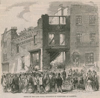 Scene of the Late Fatal Explosion of Fireworks at Lambeth by English School