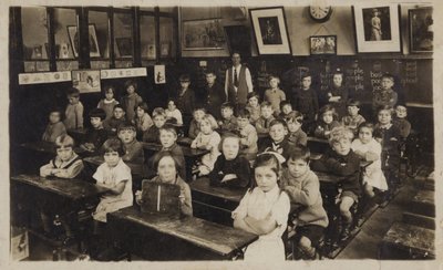 Schoolchildren in Their Classroom by English School