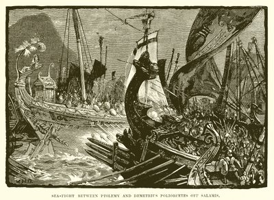 Sea Fight Between Ptolemy and Demetrius Poliorcetes off Salamis by English School