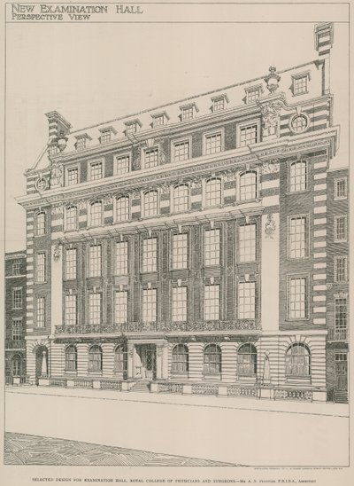 Selected design for the Examination Hall, Royal College of Physicians and Surgeons by English School