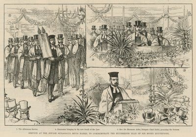 Service at the Jewish Synagogue, Bevis Marks, to commemorate the hundredth year of Sir Moses Montefiore by English School