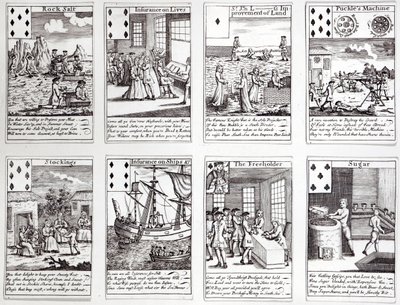 Set of Playing Cards Depicting Satirical Scenes of Current Commercial Ventures and Investments, c.1720 by English School
