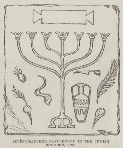 Seven-Branched Candlestick in the Jewish Catacombs, Rome by English School
