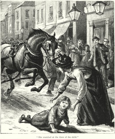 She snatched at the Dress of the Child by English School