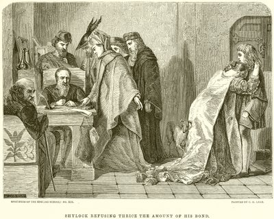 Shylock Refusing Thrice the Amount of His Bond by English School