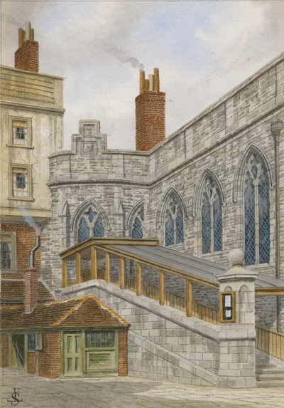 Side view of Crosby Hall, showing the outside staircase by English School