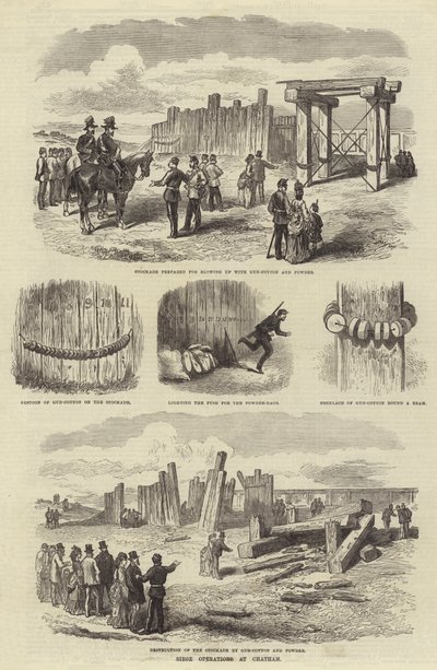 Siege Operations at Chatham (engraving) by English School