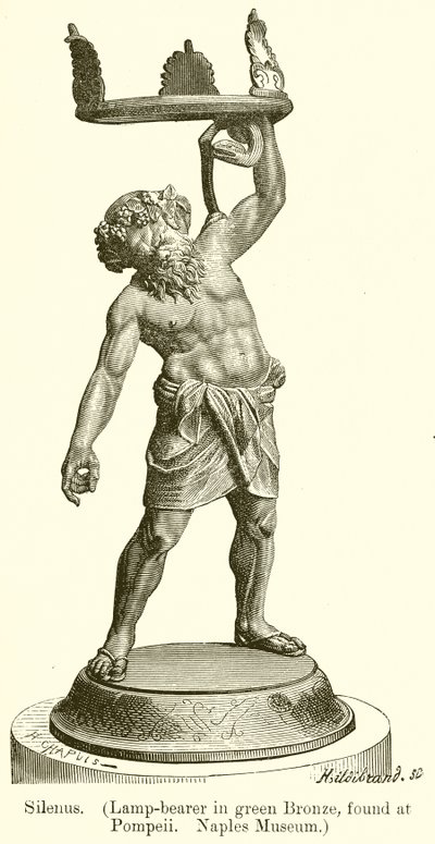 Silenus (Lamp-Bearer in Green Bronze, Found at Pompeii, Naples Museum) by English School