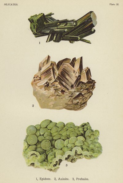 Silicates, epidote, axinite, prehnite by English School