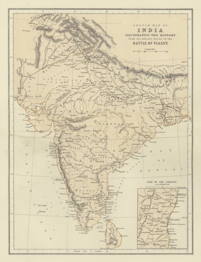 Sketch Map of India Illustrating the History from the Earliest Period to the Battle of Plassy by English School