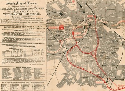 Sketch Map of London showing the position of the London, Chatham and Dover Railway by English School
