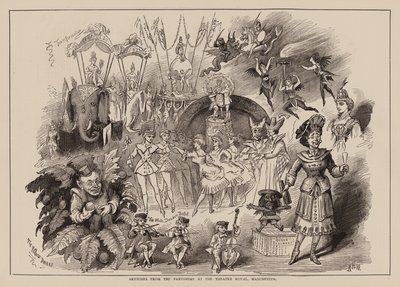 Sketches from the Pantomime at the Theatre Royal, Manchester by English School