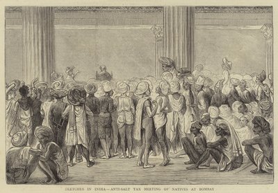 Sketches in India, Anti-Salt Tax Meeting of Natives at Bombay by English School