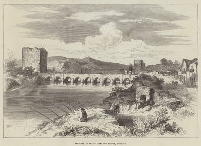 Sketches in Spain, the Old Bridge, Cordova by English School