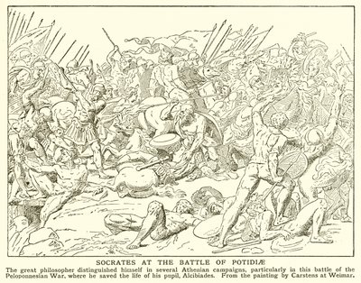 Socrates at the Battle of Potidaea by English School