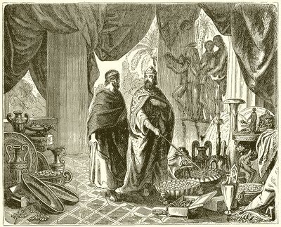 Solon in the Treasury of Croesus by English School
