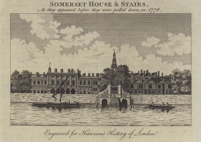 Somerset House and Stairs, London, as they appeared before they were pulled down in 1776 by English School