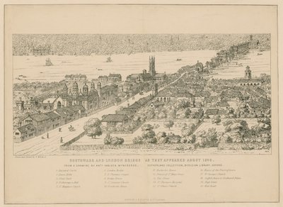 Southwark and London Bridge as They Appeared About 1546 by English School