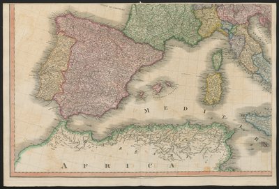 Spain and Portugal, from Europe, describing all the changes of Territory, together with their deviations in the boundary lines of its several Empires and States agreed to and confirmed by the definitive treaty of Paris, 20th Nov. 1815, published 1816 by English School
