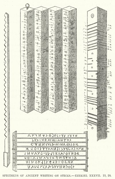 Specimens of Ancient Writing on Sticks, Ezekiel XXXVII by English School