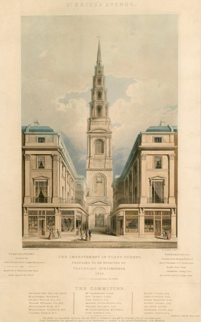 St Brides Avenue; The improvement in Fleet Street, London, proposed to be effected by voluntary subscription, 1825 by English School