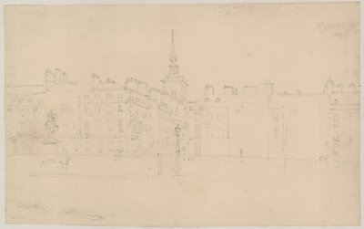 St Jamess Square, London; original pencil sketch by English School