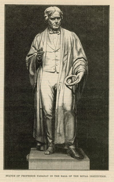 Statue of Professor Faraday in the Hall of the Royal Institution by English School