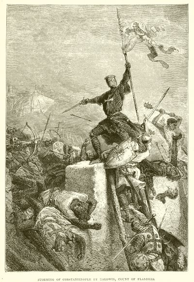 Storming of Constantinople by Baldwin, Count of Flanders by English School
