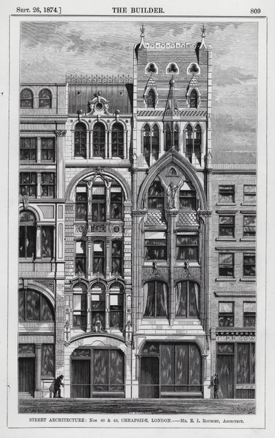 Street Architecture, Nos 48 and 49, Cheapside, London (engraving) by English School
