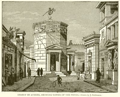 Street in Athens, Showing Tower of the Winds by English School
