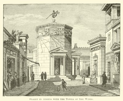 Street in Athens with the Tower of the Winds by English School