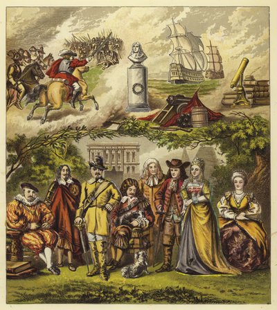 Stuarts, Commonwealth, and House of Orange; King James I, King Charles I, Oliver Cromwell, King Charles II, King James II, William and Mary, Queen Anne by English School