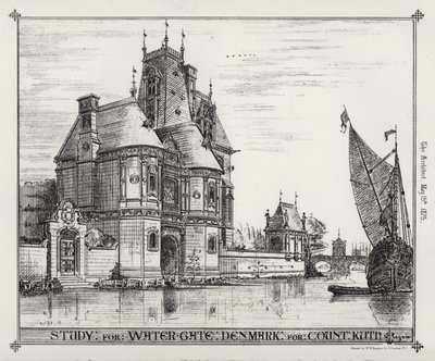 Study for Water Gate, Denmark for Count Kuth (engraving) by English School