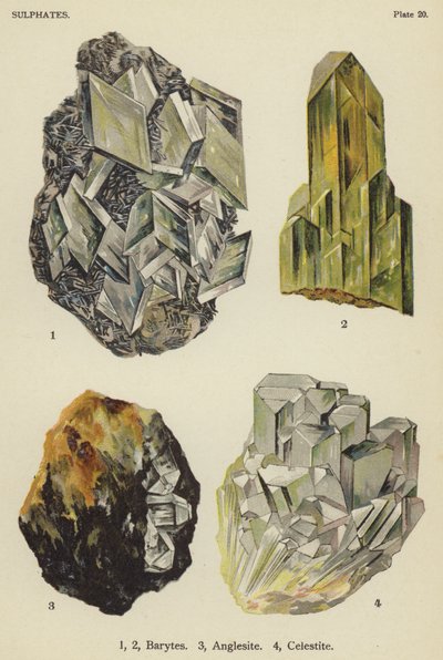 Sulphates, barytes, anglesite, celestite by English School
