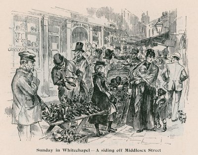 Sunday in Whitechapel - a siding off Middlesex Street, London by English School