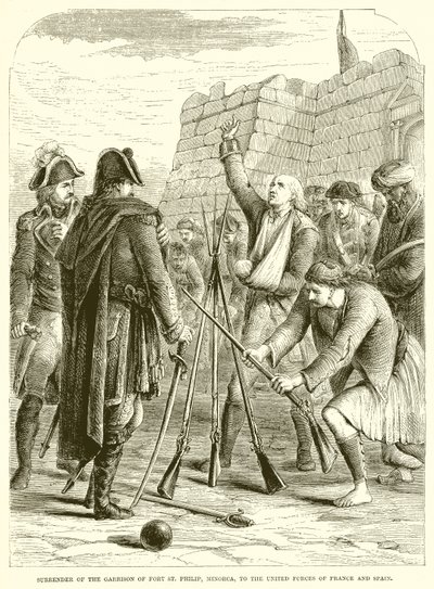 Surrender of the Garrison of Fort St. Philip, Minorca, to the United Forces of France and Spain by English School
