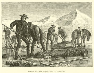 Swedish Peasants Dredging for Lake Iron Ore by English School