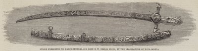 Sword presented to Major-General Sir John E W Inglis, KCB, by the Legislature of Nova Scotia by English School