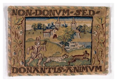 Tapestry panel depicting hunting scene by English School