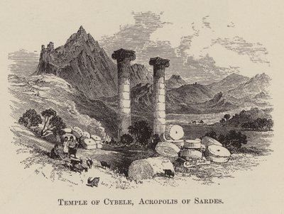 Temple of Cybele, Acropolis of Sardes (engraving) by English School