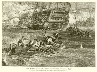 The Bombardment of Algiers by Viscount Exmouth, 1816 by English School
