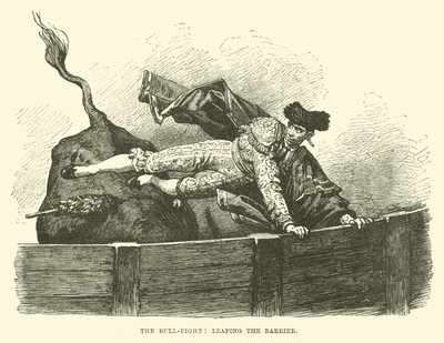 The Bull-fight, leaping the barrier by English School