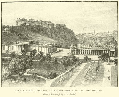 The Castle, Royal Institution, and National Gallery, from the Scott Monument by English School